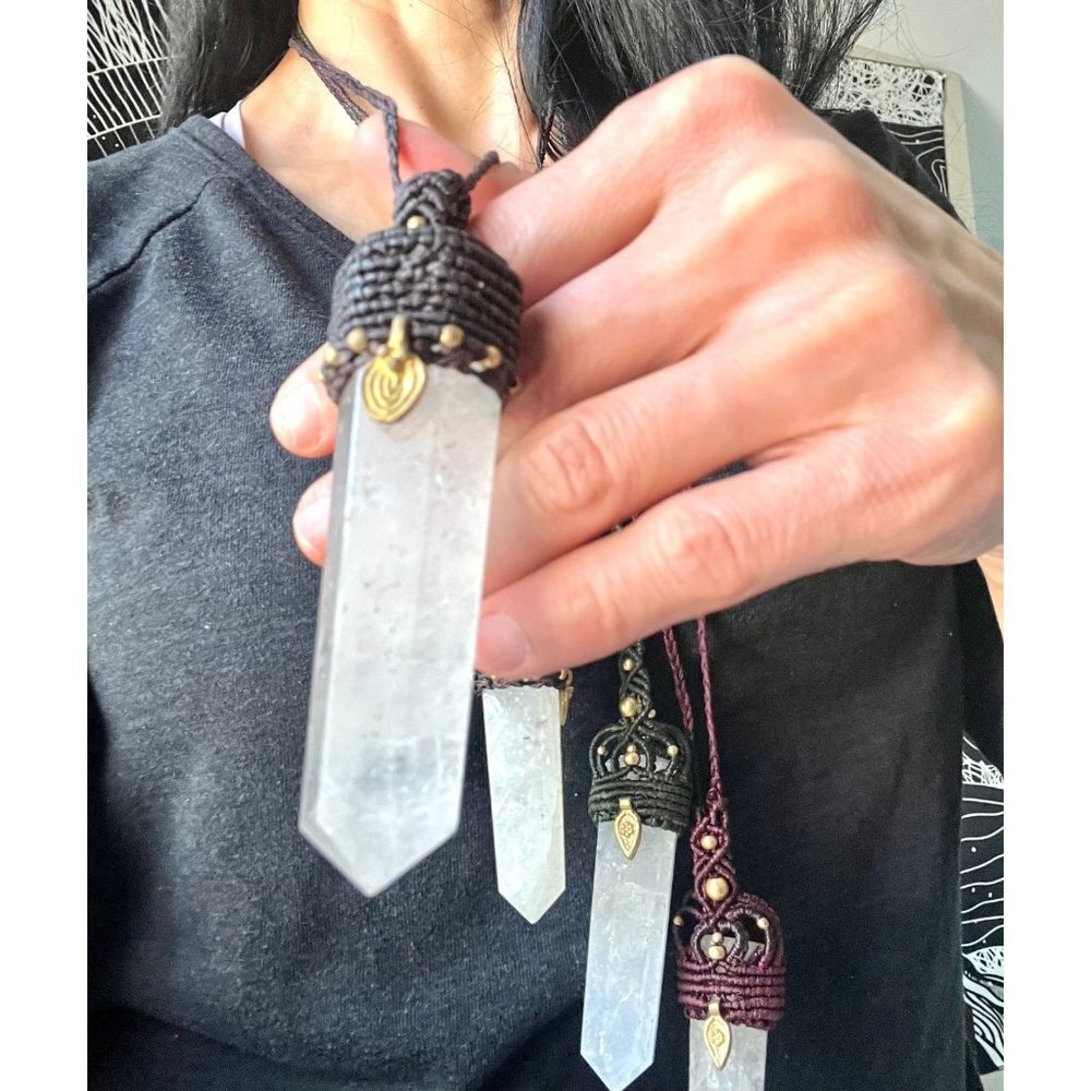Braided Hemp + ST Quartz Power Pendant Necklace - Picture 4 of 9